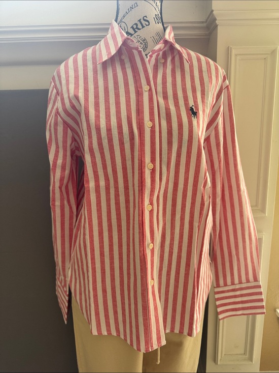 Polo Ralph Lauren Tops - Polo Ralph Lauren Pink & White Striped Button-Down Shirt for Kids